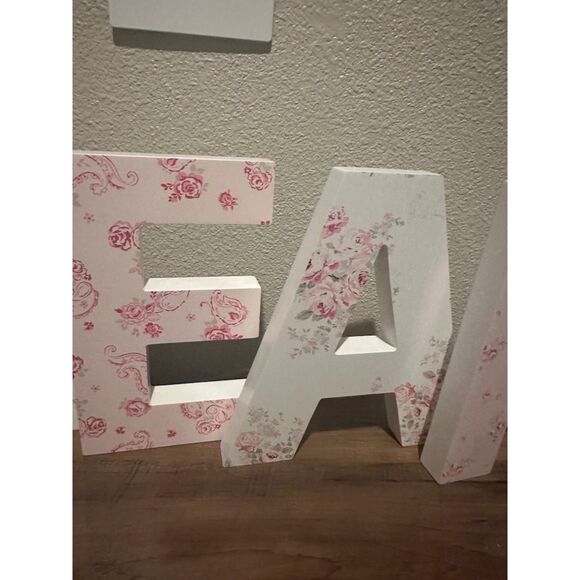 DREAM Wood Pink/White Hanging or Shelf Lettering Decor - Picture 6 of 11